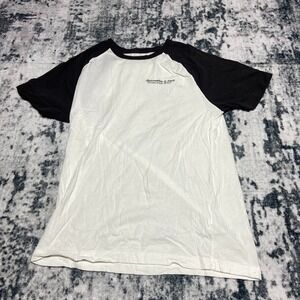 Abercrombie Fitch Mens Baseball Tee White Black Raglan Short Sleeve Soft A&F M